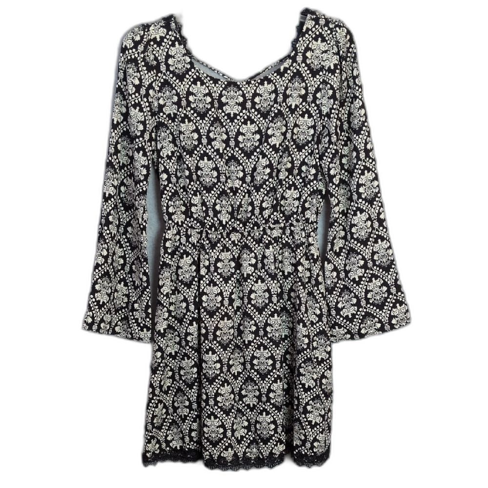 Monteau Black Printed Low Back Dress Womens M